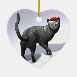 Ornement En Céramique Xmas Silver Tabby