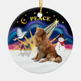 Ornement En Céramique Xmas Sunrise - Retriever de la Nouvelle-Écosse