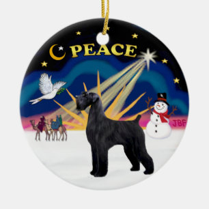 Ornement En Céramique Xmas Sunrise - Schnauzer géant noir