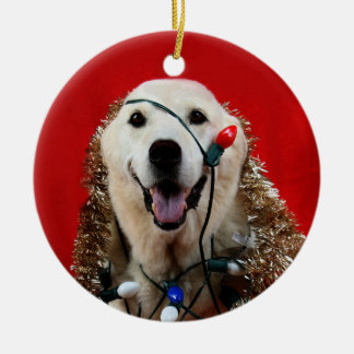 Ornement En Céramique Yellow lab Christmas
