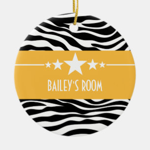 Ornement En Céramique Yellow Sassy Star Zebra