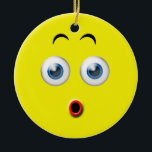 Ornement En Céramique Yellow Wow surpris Emoji Nom personnalisé<br><div class="desc">Habille ton sapin de Noël avec ce joli ornement émoji surpris. Cherchez d'autres ornements de vacances émoticônes dans le reste de cette boutique.</div>