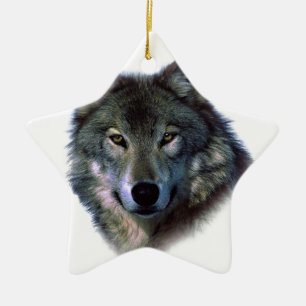 Ornement En Céramique Yeux de loup gris