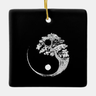 Ornement En Céramique Yin Yang Bonsai Tree Japonais Bouddhiste Zen
