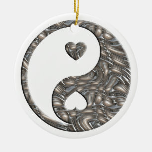 Ornement En Céramique Yin & Yang / Hearts SILVER