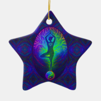 Ornement En Céramique Yoga Tree Peace Rainbow