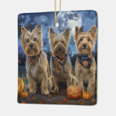 Ornement En Céramique Yorkipoo Halloween Éffrayant (Gauche)