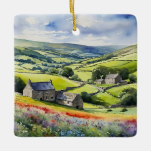 Ornement En Céramique "Yorkshire Meadowsong" Paysage Yorkshire Dales