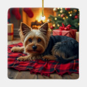 Ornement En Céramique Yorkshire Terrier Cozy Christmas Evening Painting (Dos)