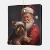 Ornement En Céramique Yorkshire Terrier Santa Claus Festive Noël (Gauche)