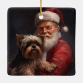 Ornement En Céramique Yorkshire Terrier Santa Claus Festive Noël (Dos)