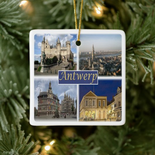 Ornement En Céramique zBE008 ANTWERP Belgique, (Arbre)