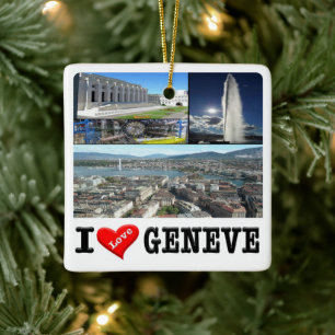 Ornement En Céramique zCH032 GENÈVE J'aime la Suisse,