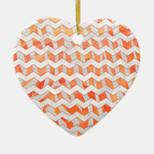 Ornement En Céramique Zebra Orange and White Print