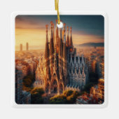 Ornement En Céramique zES013 BARCELONE Basilique Sagrada Familia, (Devant)