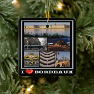 Ornement En Céramique zFR135 BORDEAUX "I Love", France,