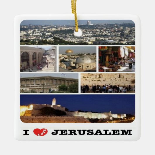 Ornement En Céramique zIL003 j'aime JERUSALEM Israël Moyen-Orient, (Devant)