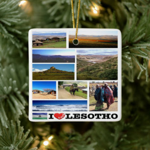 Ornement En Céramique zLS013 LESOTHO I Love, Mosaïque,