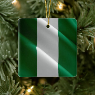 Ornement En Céramique zNG002 NIGERIA, Drapeau de la vague, Afrique,