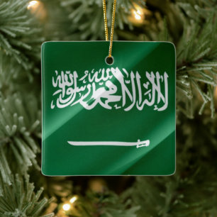 Ornement En Céramique zSA002 brandissant le DRAPEAU saoudien Arabie saou