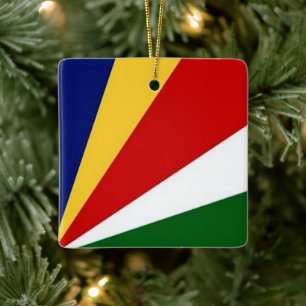 Ornement En Céramique zSC001 SEYCHELLES, drapeau, Afrique,