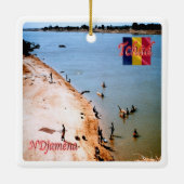 Ornement En Céramique zTD005 N'DJAMENA, plage côtière de Chari, (Dos)