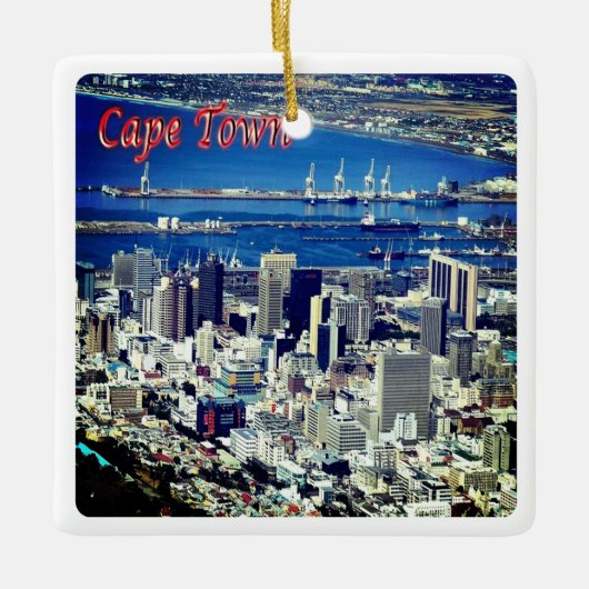 Ornement En Céramique zZA008 CAPE TOWN, Vue aérienne, Afrique du Sud, (Devant)