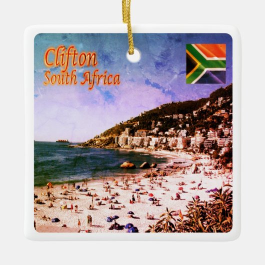 Ornement En Céramique zZA009 CLIFTON, Panorama, Afrique du Sud, (Devant)