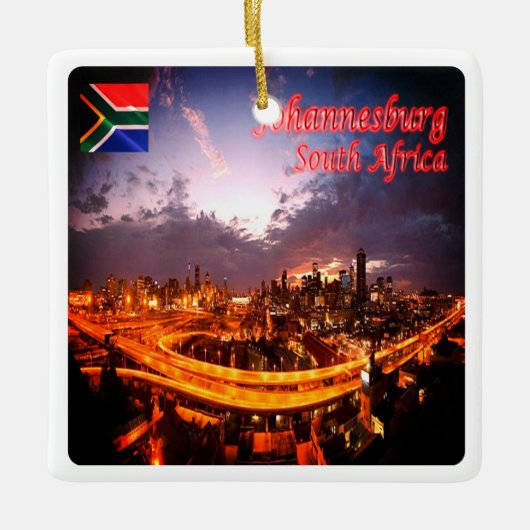 Ornement En Céramique zZA015 JOHANNESBURG par Night, Afrique du Sud, (Devant)