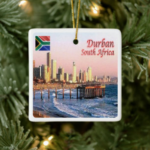 Ornement En Céramique zZA037 DURBAN Skyline Crop, AFRIQUE DU SUD,