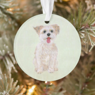 Ornement en cercle acrylique pour chien Morkie