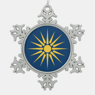 Ornement en étain flocon de neige avec drapeau de