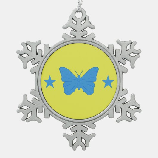 Ornement en étain flocon de neige avec drapeau de (Devant)