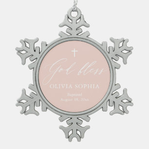 Ornement en flocon de neige baptême fille croix ro