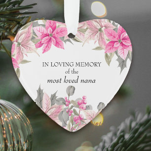 Ornement en forme de cœur au poinsettia rose en so