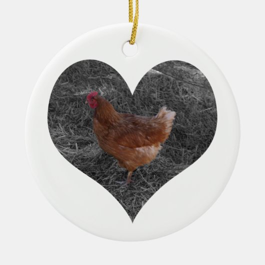Ornement en forme de coeur de Noël de poulet (Devant)