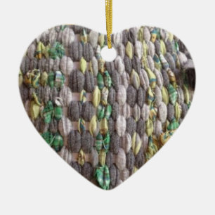 Ornement en forme de coeur de tissage de Noël de
