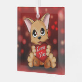 Ornement en Glas De puppy houdt van je Glas Ornament (Voorkant links)