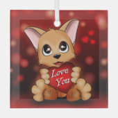 Ornement en Glas De puppy houdt van je Glas Ornament (Voorkant)