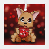 Ornement en Glas De puppy houdt van je Glas Ornament (Achterkant)