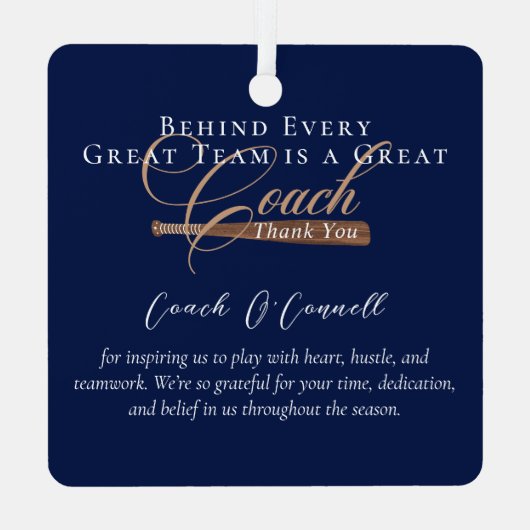 Ornement En Métal #1 Best Coach Baseball Team Photo Appreciation (Verso)