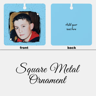 Ornement En Métal 1 photo custom text keepsake blue