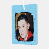 Ornement En Métal 1 photo custom text keepsake blue (Avant gauche)