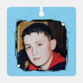 Ornement En Métal 1 photo custom text keepsake blue (Recto)