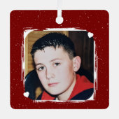 Ornement En Métal 1 photo custom text keepsake burgundy (Recto)