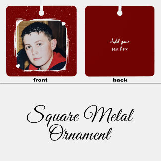 Ornement En Métal 1 photo custom text keepsake burgundy