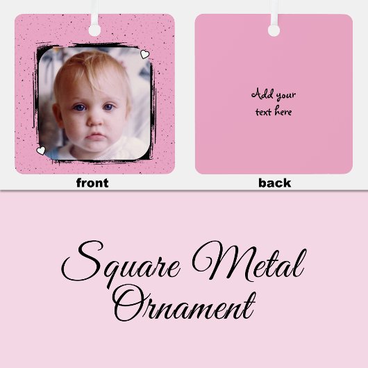 Ornement En Métal 1 photo custom text keepsake pink