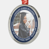 Ornement En Métal 1 Photo Graduation Élégant Moderne Marine Bleu Bla (Gauche)