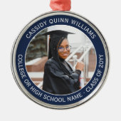 Ornement En Métal 1 Photo Graduation Élégant Moderne Marine Bleu Bla (Devant)