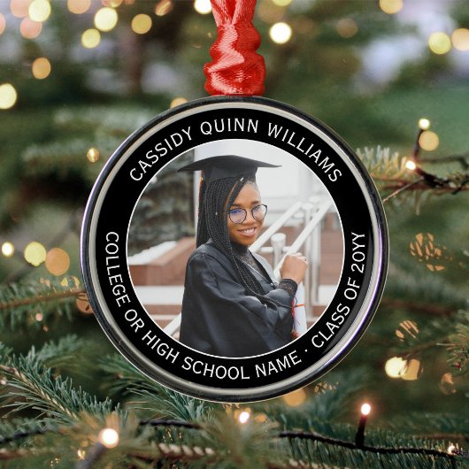 Ornement En Métal 1 Photo Graduation Élégante Moderne Noir et Blanc